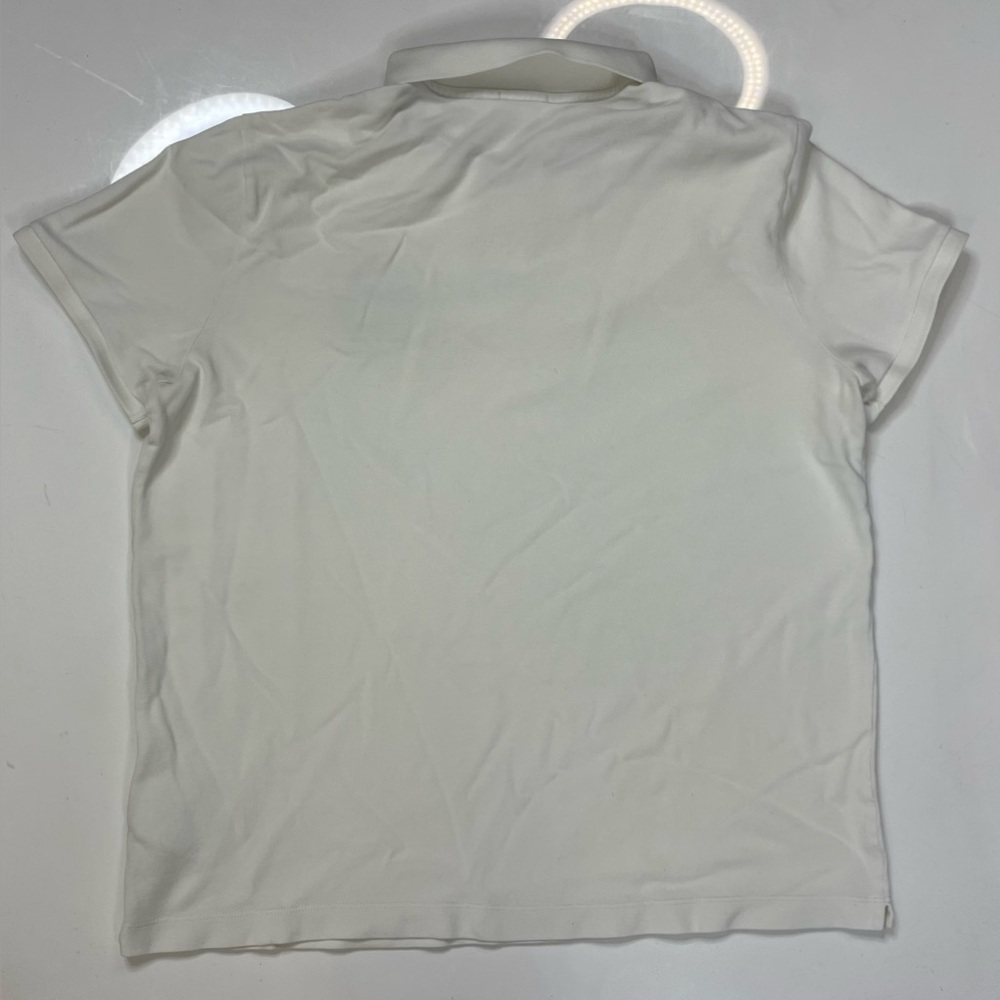 Moncler White Polo Shirt with Black and Red Logo - Picture 5 of 10